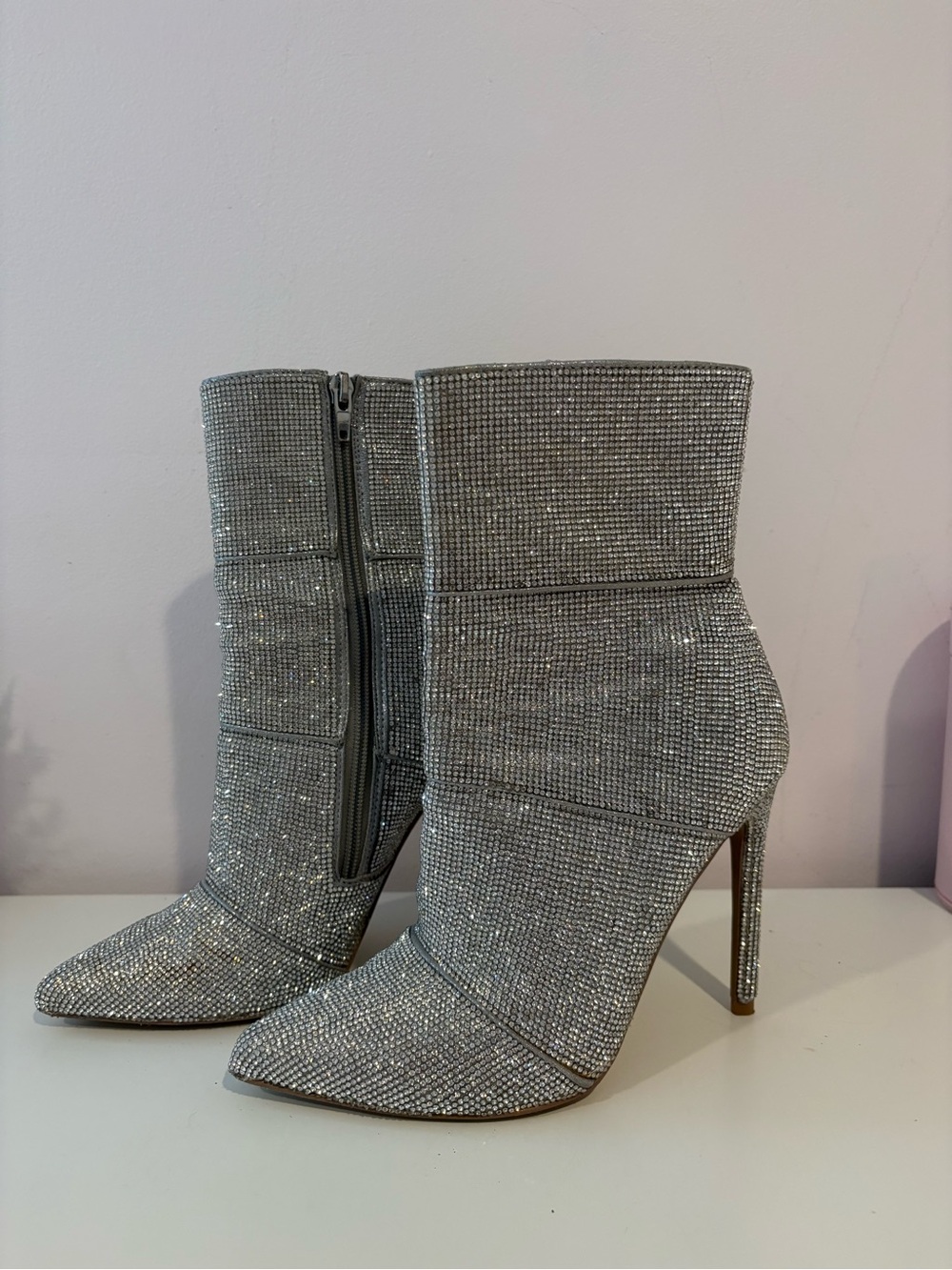 Steve Madden Silver Crystal Ankle Booties